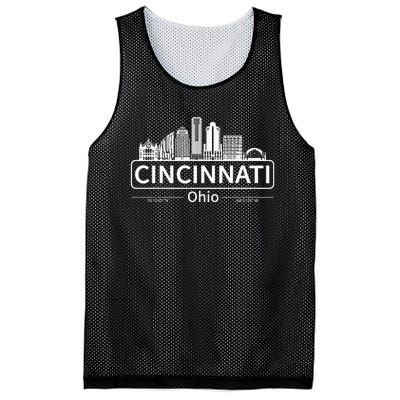 Cincinnati Ohio Skyline Travel To Cincinnati Mesh Reversible Basketball Jersey Tank