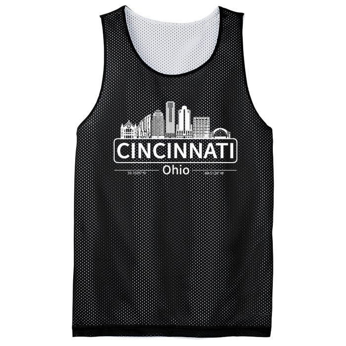 Cincinnati Ohio Skyline Travel To Cincinnati Mesh Reversible Basketball Jersey Tank