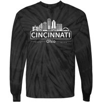 Cincinnati Ohio Skyline Travel To Cincinnati Tie-Dye Long Sleeve Shirt