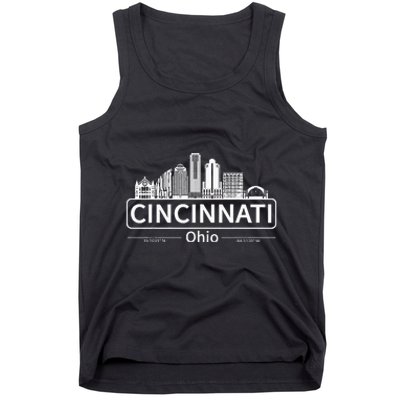 Cincinnati Ohio Skyline Travel To Cincinnati Tank Top