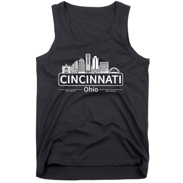 Cincinnati Ohio Skyline Travel To Cincinnati Tank Top