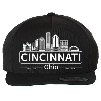 Cincinnati Ohio Skyline Travel To Cincinnati Wool Snapback Cap