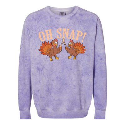 Cool Oh Snap! Funny Turkey With Wishbone Thanksgiving Gift Cool Gift Colorblast Crewneck Sweatshirt