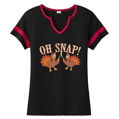 Cool Oh Snap! Funny Turkey With Wishbone Thanksgiving Gift Cool Gift Ladies Halftime Notch Neck Tee