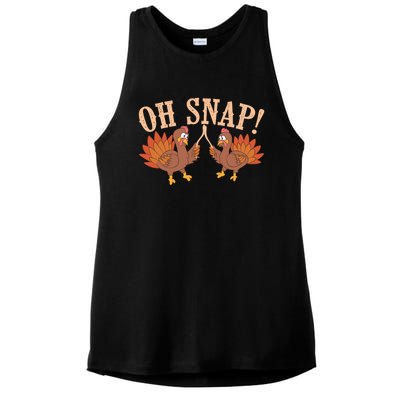 Cool Oh Snap! Funny Turkey With Wishbone Thanksgiving Gift Cool Gift Ladies PosiCharge Tri-Blend Wicking Tank