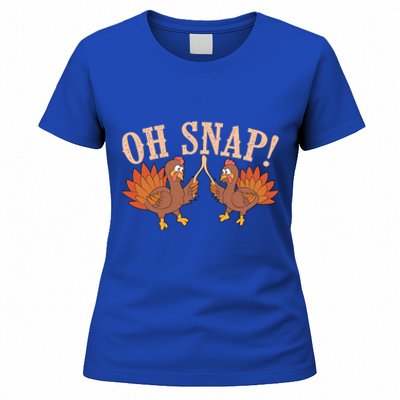 Cool Oh Snap! Funny Turkey With Wishbone Thanksgiving Gift Cool Gift Women's T-Shirt