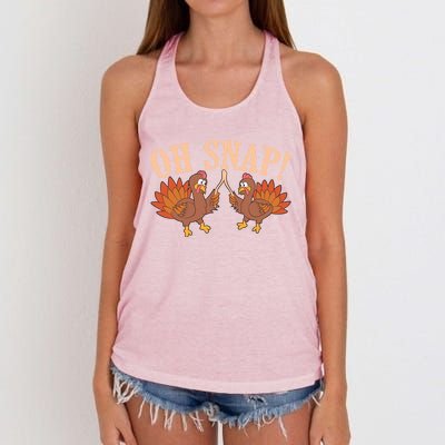 Cool Oh Snap! Funny Turkey With Wishbone Thanksgiving Gift Cool Gift Women's Knotted Racerback Tank