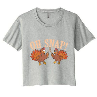 Cool Oh Snap! Funny Turkey With Wishbone Thanksgiving Gift Cool Gift Women's Crop Top Tee