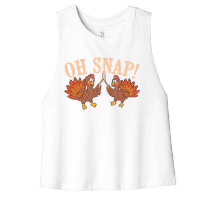 Cool Oh Snap! Funny Turkey With Wishbone Thanksgiving Gift Cool Gift Women's Racerback Cropped Tank