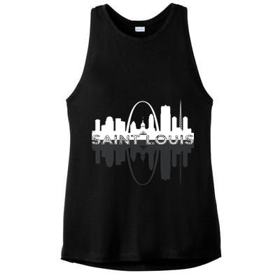 City of St Louis Missouri Skyline Art Gateway Arch Graphic Ladies PosiCharge Tri-Blend Wicking Tank