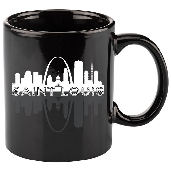 City of St Louis Missouri Skyline Art Gateway Arch Graphic 11oz C Handle Ceramic Mug