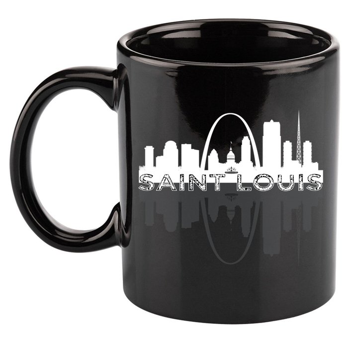 City of St Louis Missouri Skyline Art Gateway Arch Graphic 11oz C Handle Ceramic Mug