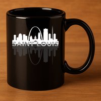 City of St Louis Missouri Skyline Art Gateway Arch Graphic 11oz C Handle Ceramic Mug