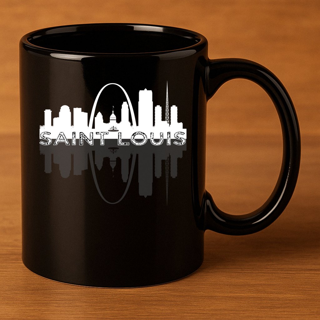 City of St Louis Missouri Skyline Art Gateway Arch Graphic 11oz C Handle Ceramic Mug