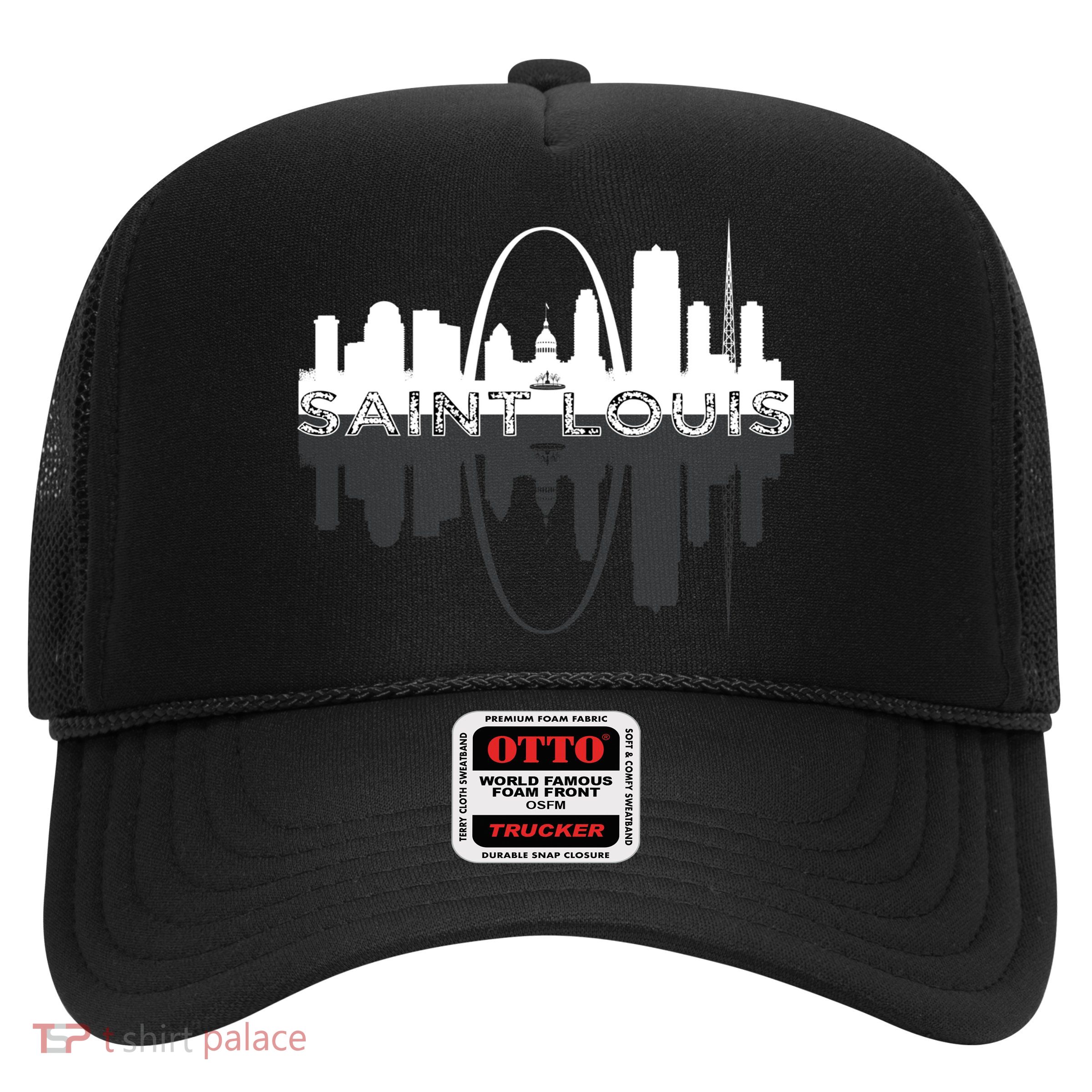 City of St Louis Missouri Skyline Art Gateway Arch Graphic Trucker Hat