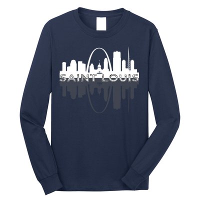City of St Louis Missouri Skyline Art Gateway Arch Graphic Long Sleeve Shirt