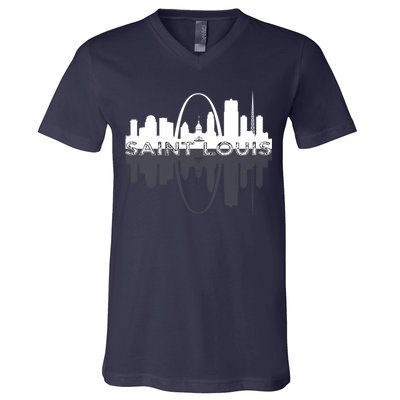City of St Louis Missouri Skyline Art Gateway Arch Graphic V-Neck T-Shirt