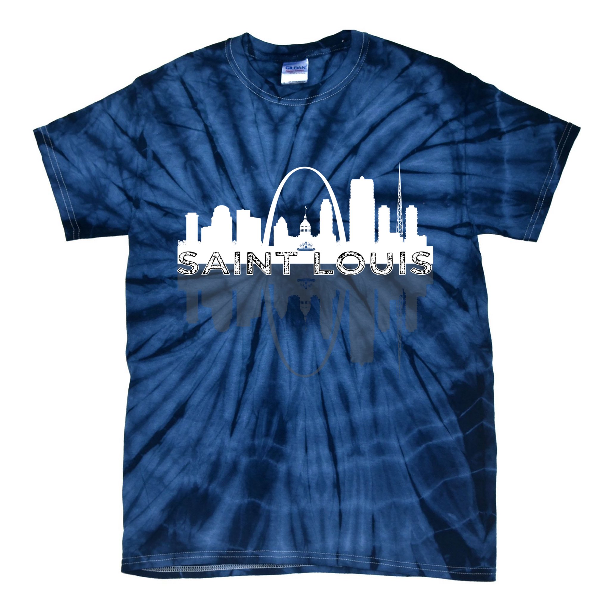 City of St Louis Missouri Skyline Art Gateway Arch Graphic Tie-Dye T-Shirt