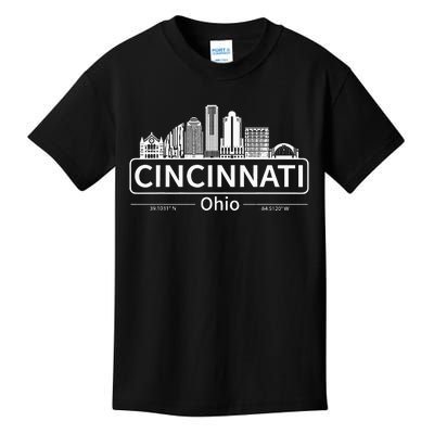 Cincinnati Ohio Skyline Travel To Cincinnati Kids T-Shirt