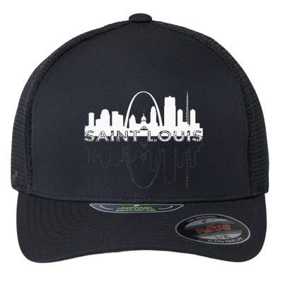 City Of St Louis Missouri Skyline Art Gateway Arch Flexfit Unipanel Trucker Cap