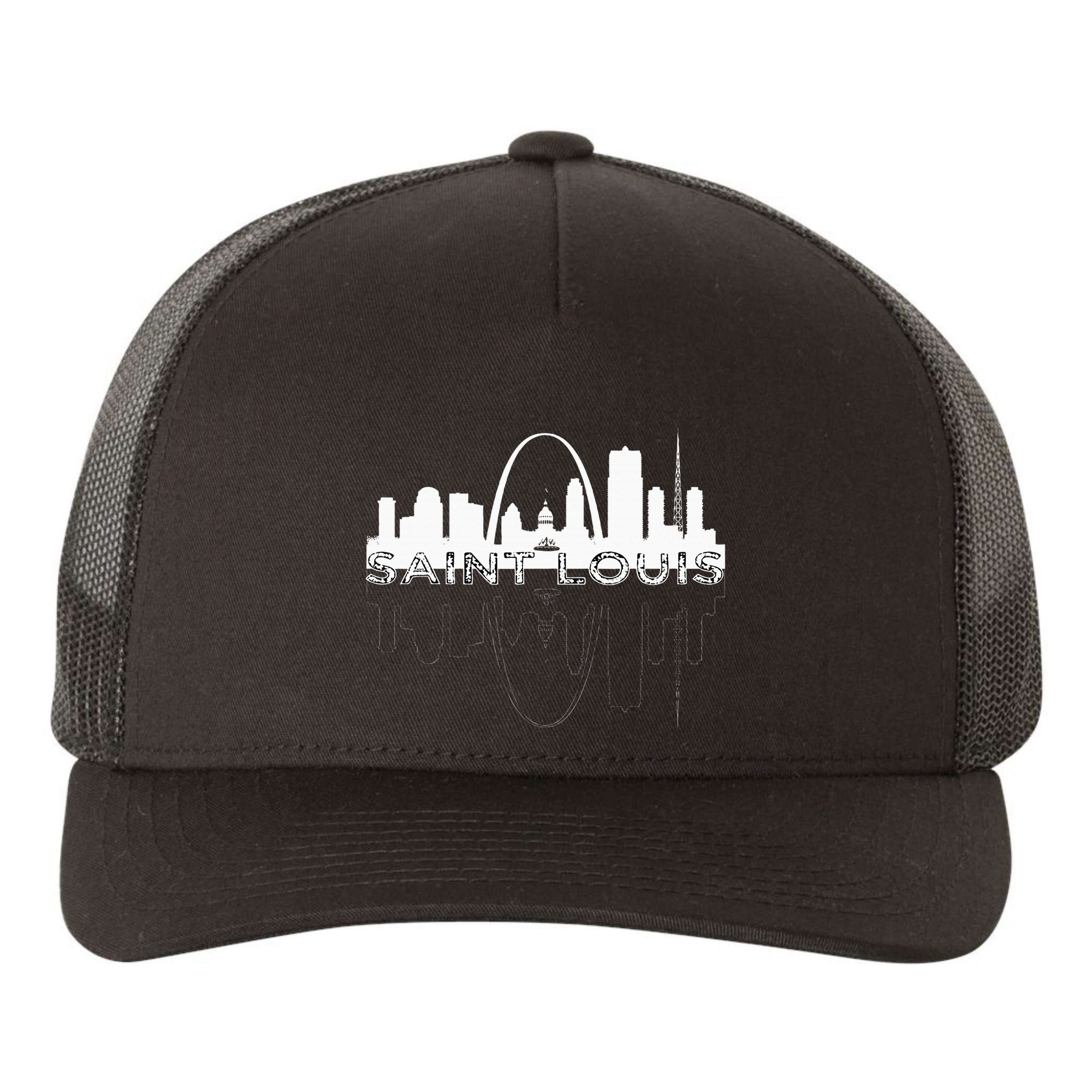 City Of St Louis Missouri Skyline Art Gateway Arch Yupoong Adult 5-Panel Trucker Hat