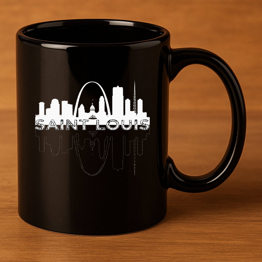City Of St Louis Missouri Skyline Art Gateway Arch 11oz C Handle Ceramic Mug