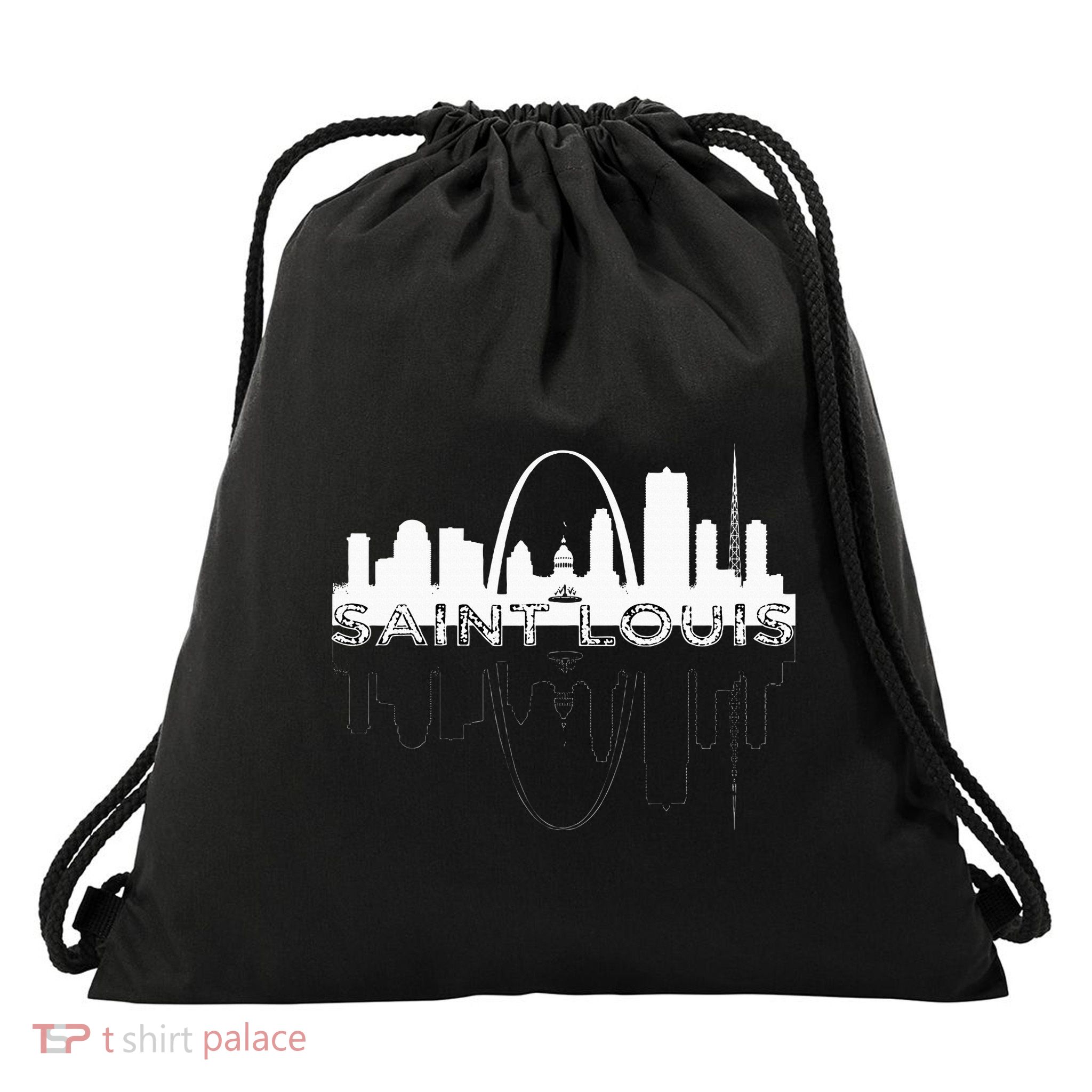 City Of St Louis Missouri Skyline Art Gateway Arch Drawstring Bag