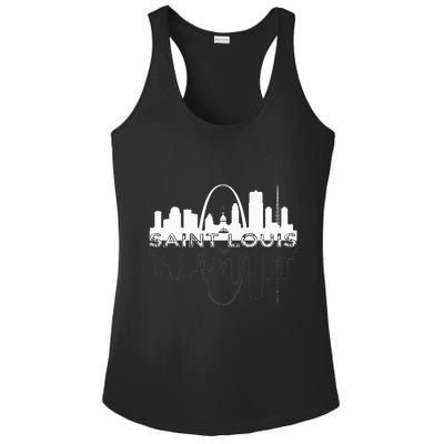 City Of St Louis Missouri Skyline Art Gateway Arch Ladies PosiCharge Competitor Racerback Tank