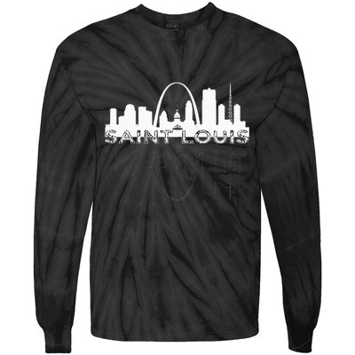 City Of St Louis Missouri Skyline Art Gateway Arch Tie-Dye Long Sleeve Shirt