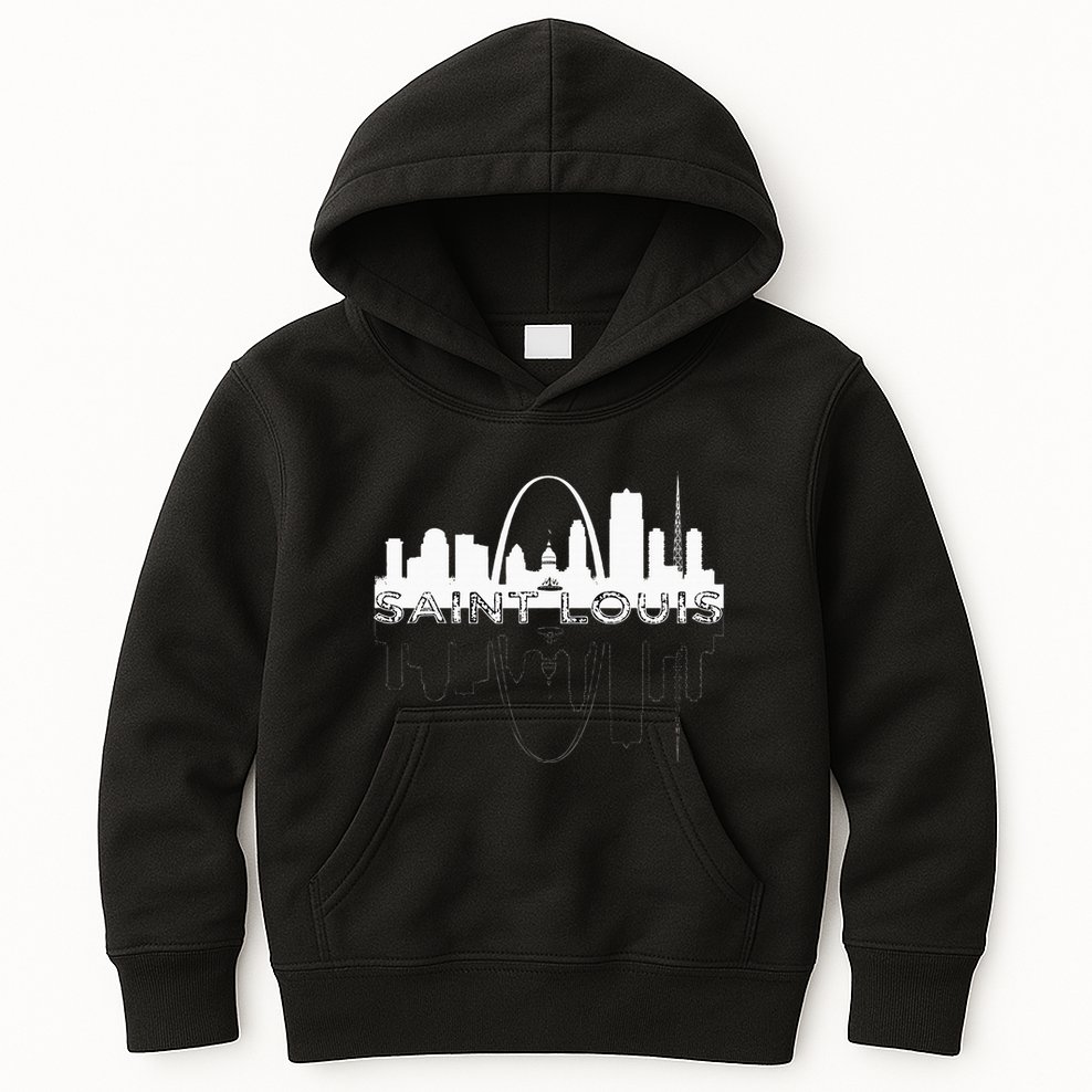 City Of St Louis Missouri Skyline Art Gateway Arch Kids Hoodie