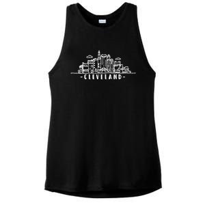 Cleveland Ohio Skyline Ladies PosiCharge Tri-Blend Wicking Tank