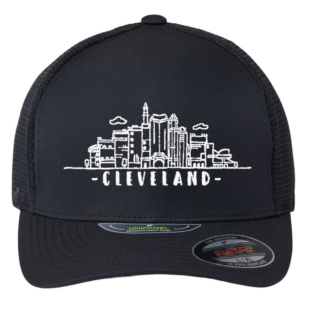 Cleveland Ohio Skyline Flexfit Unipanel Trucker Cap
