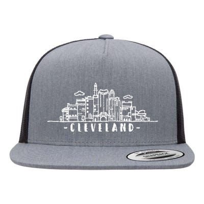 Cleveland Ohio Skyline Flat Bill Trucker Hat