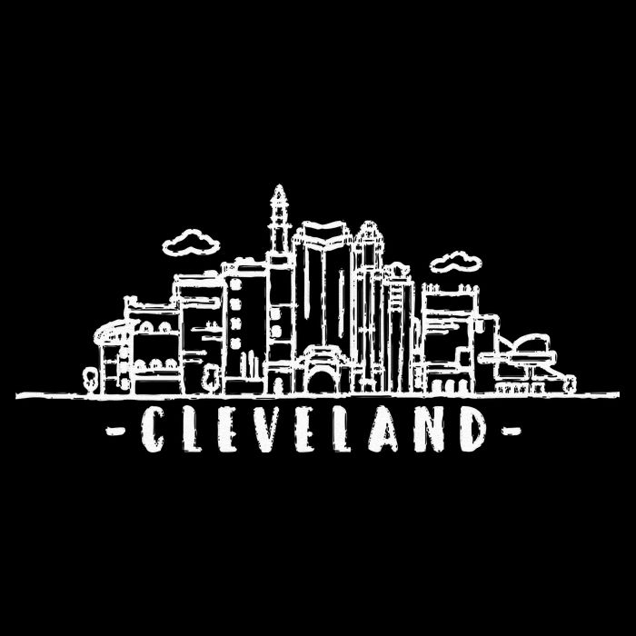 Cleveland Ohio Skyline Flat Bill Trucker Hat