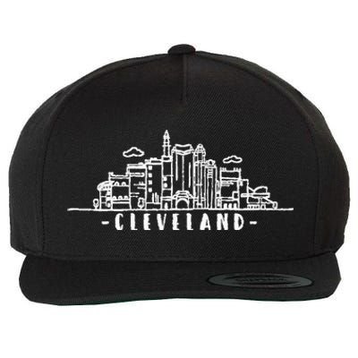 Cleveland Ohio Skyline Wool Snapback Cap