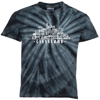 Cleveland Ohio Skyline Kids Tie-Dye T-Shirt