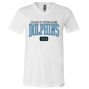 College Of Staten Island Dolphins Est Date V-Neck T-Shirt