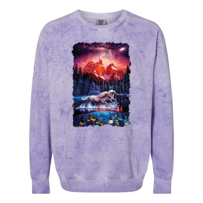 Cosmic Fantasy Unicorns In Another World Colorblast Crewneck Sweatshirt