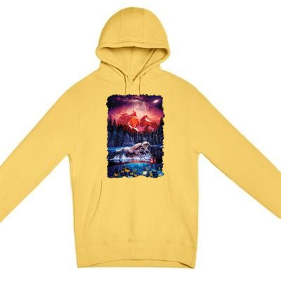 Cosmic Fantasy Unicorns In Another World Premium Pullover Hoodie