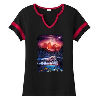 Cosmic Fantasy Unicorns In Another World Ladies Halftime Notch Neck Tee