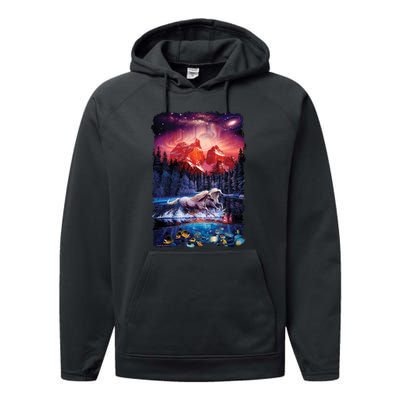 Cosmic Fantasy Unicorns In Another World Performance Fleece Hoodie