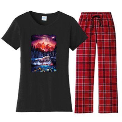 Cosmic Fantasy Unicorns In Another World Women's Flannel Pajama Set