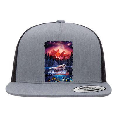 Cosmic Fantasy Unicorns In Another World Flat Bill Trucker Hat