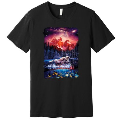 Cosmic Fantasy Unicorns In Another World Premium T-Shirt