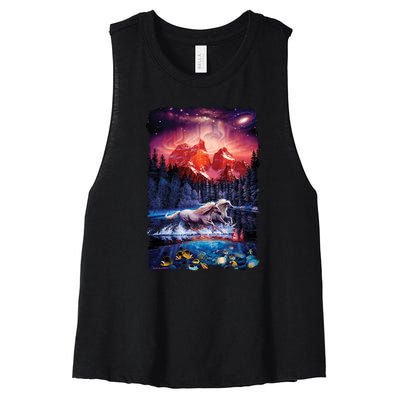 Cosmic Fantasy Unicorns In Another World Women's Racerback Cropped Tank