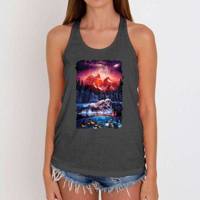 Cosmic Fantasy Unicorns In Another World Women's Knotted Racerback Tank