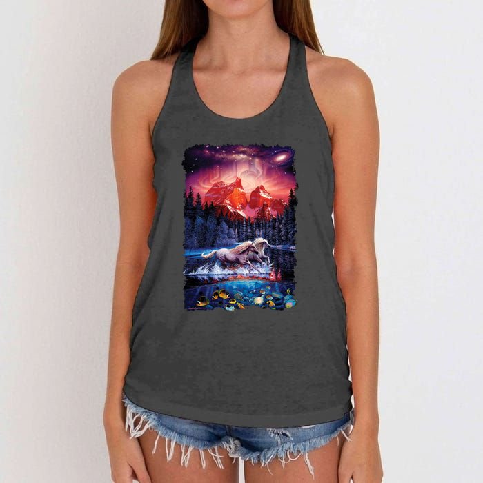 Cosmic Fantasy Unicorns In Another World Women's Knotted Racerback Tank