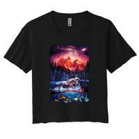 Cosmic Fantasy Unicorns In Another World Women's Crop Top Tee