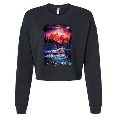 Cosmic Fantasy Unicorns In Another World Cropped Pullover Crew