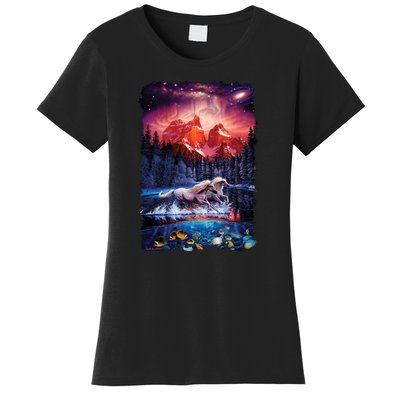 Cosmic Fantasy Unicorns In Another World Women's T-Shirt